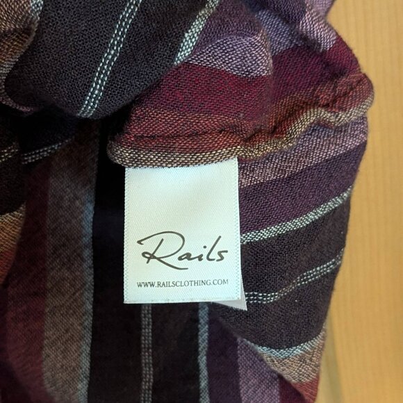 Rails Sloane tie-front top vertical stripe red orange yellow black - Picture 9 of 10